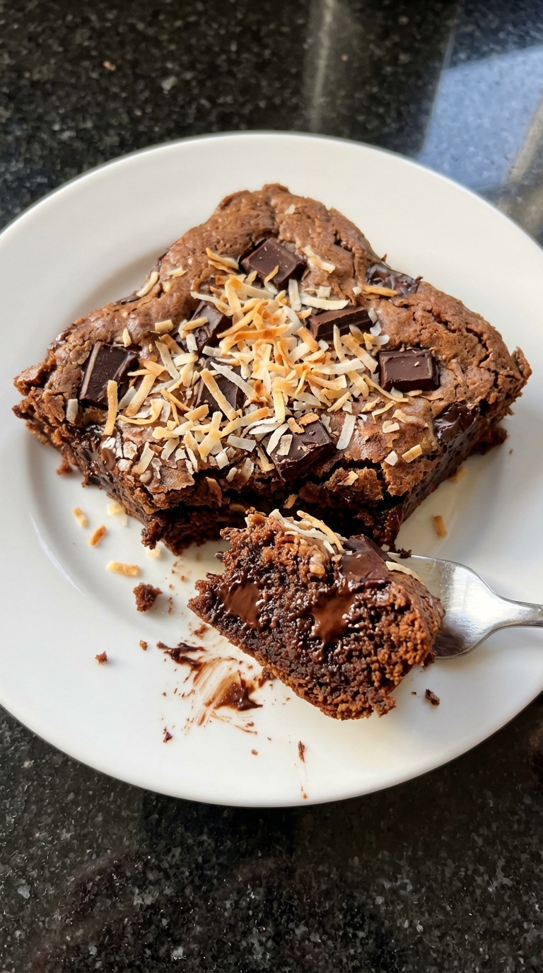 Coconut Chocolate Sourdough Brownie