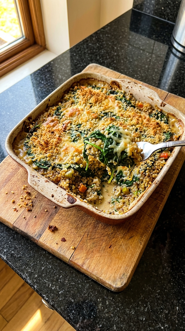 Savory Quinoa and Spinach Bake