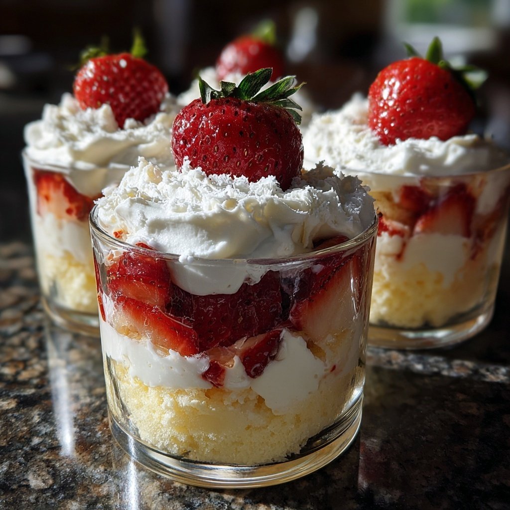 Strawberry Shortcake Pudding Cups
