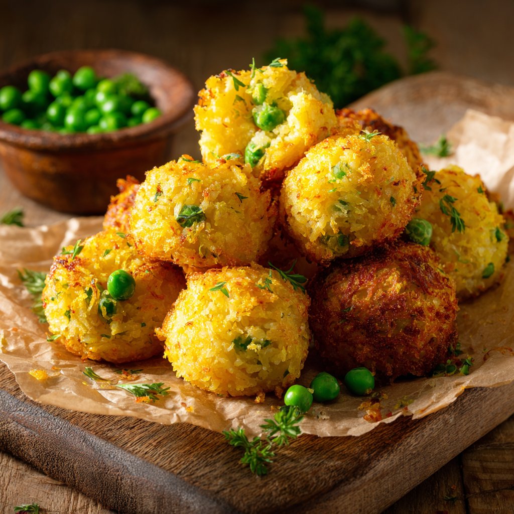 Saffron Rice and Pea Bites