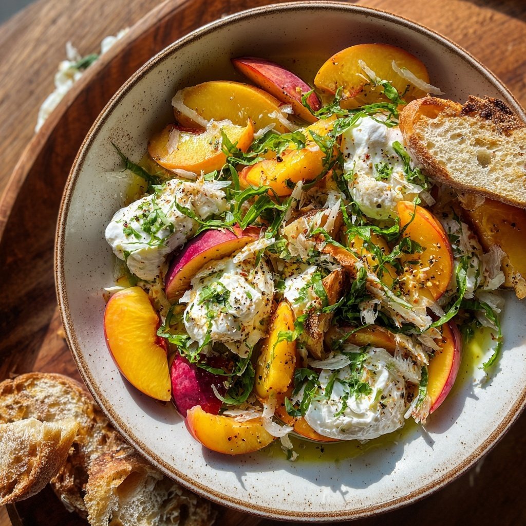 Herbed Peach and Burrata Salad