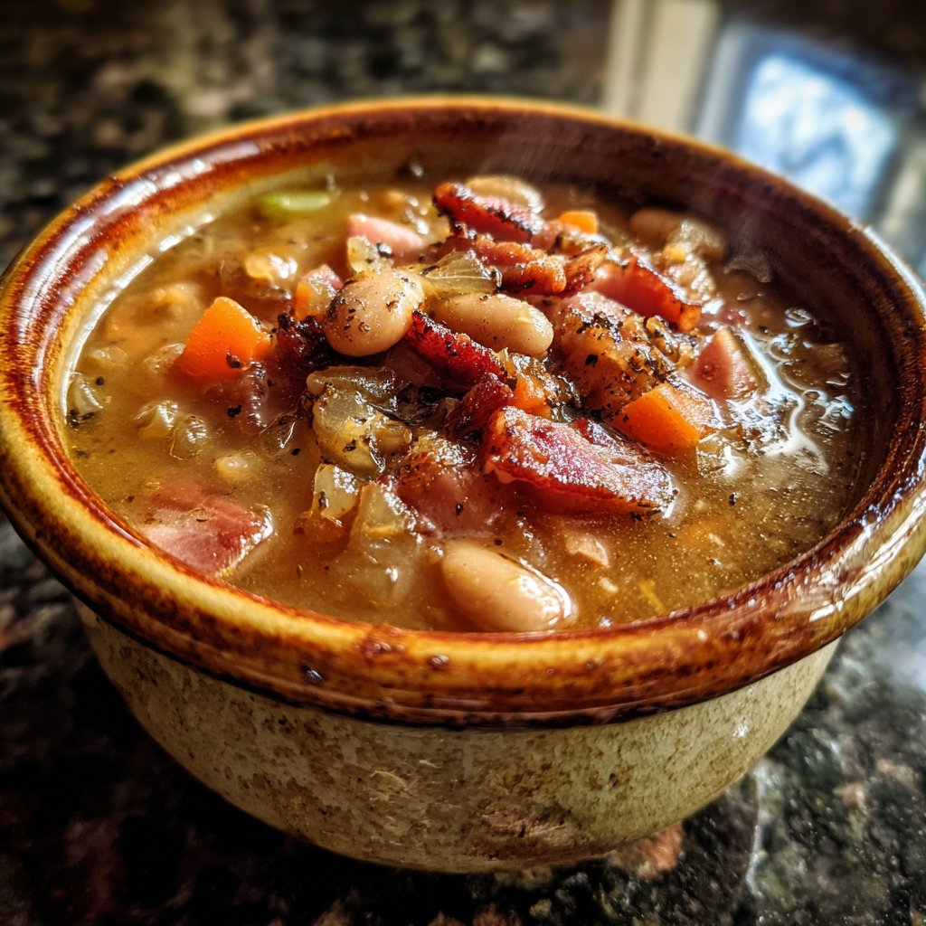 Ham and Bean Soup with Caramelized Onions