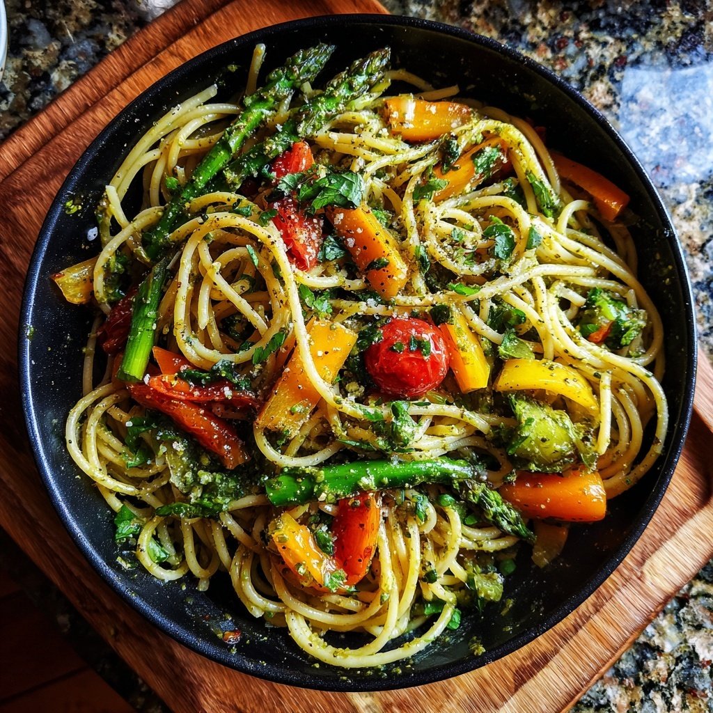 Basil Pesto Pasta with Veggies