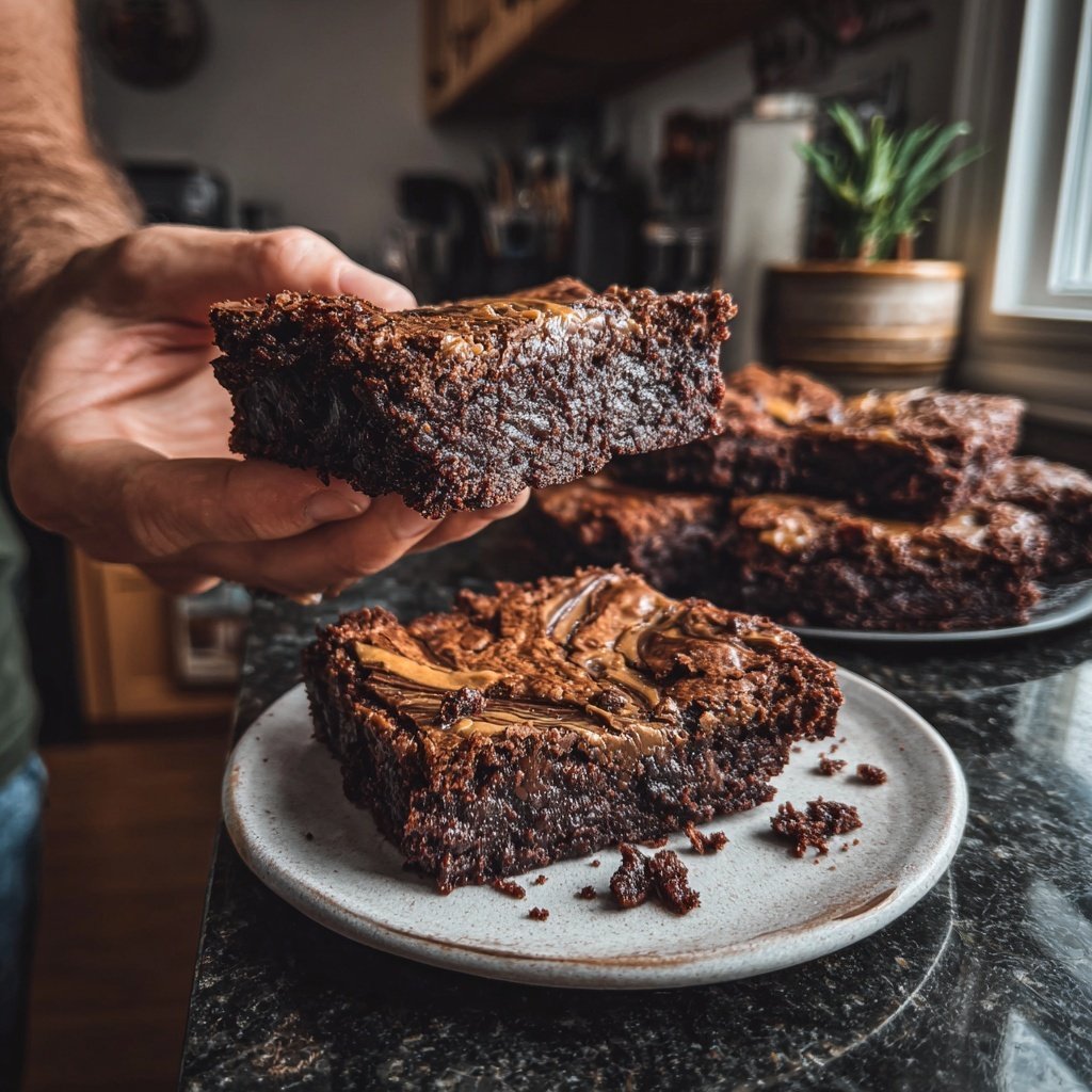 Sourdough Discard Brownies with Hazelnut Spread
