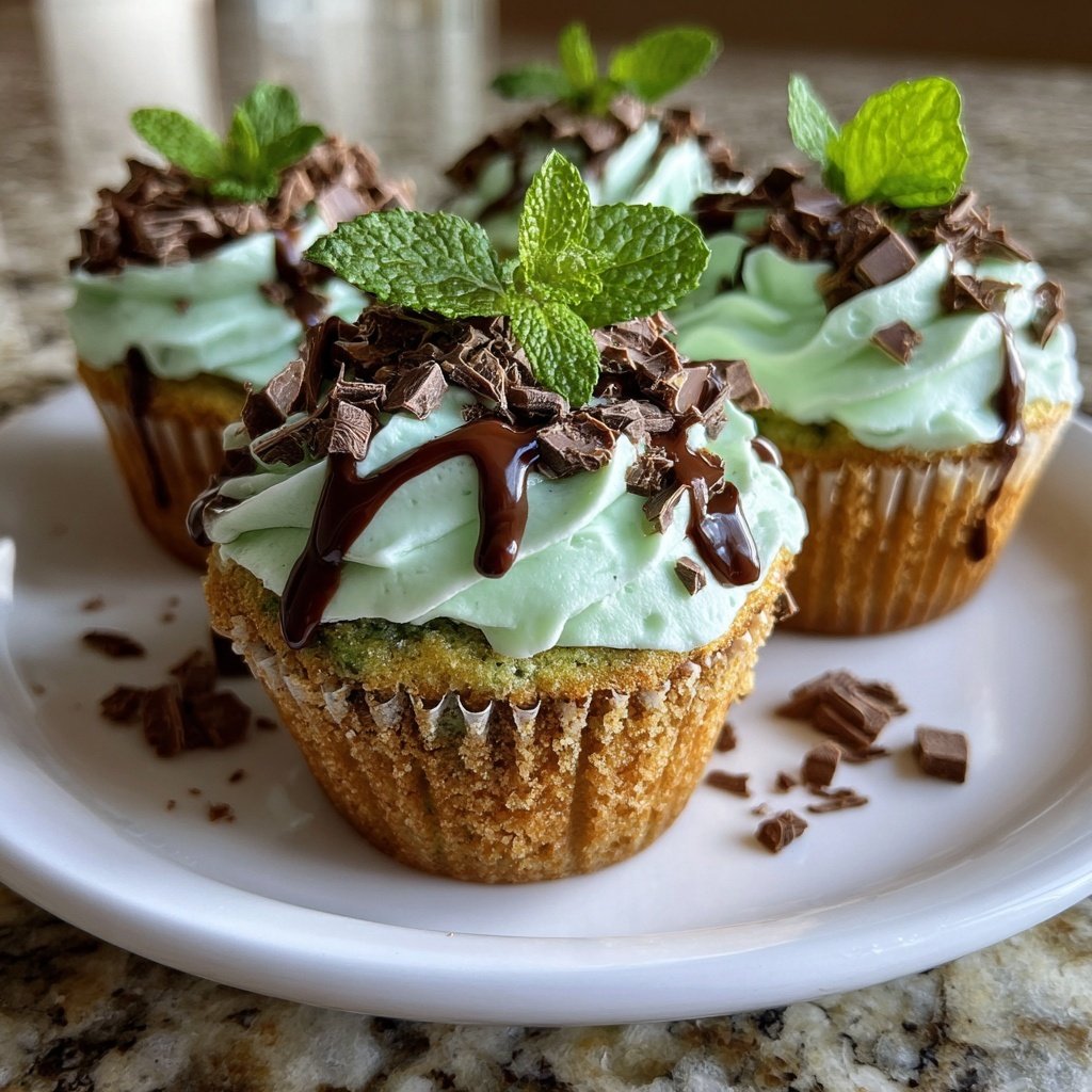 Mint Chocolate Chip Spring Cupcakes