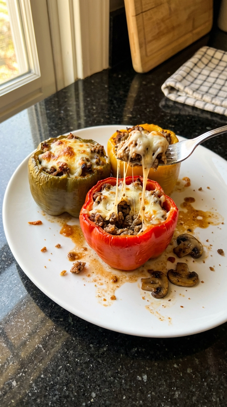 Beefy Mushroom Stuffed Peppers