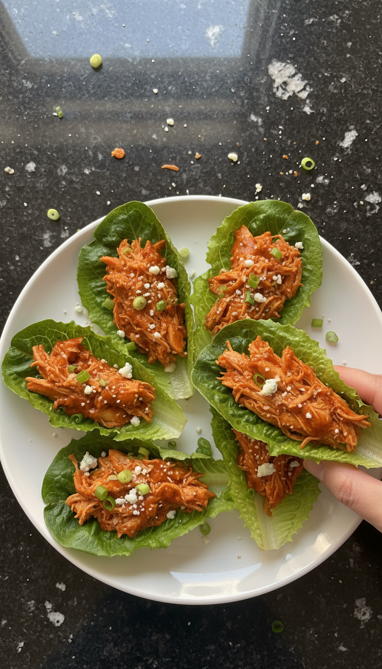 Healthy Buffalo Chicken Lettuce Wraps