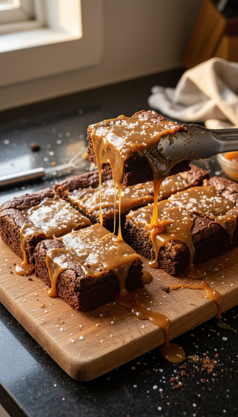 Salted Caramel Sourdough Brownie Bars